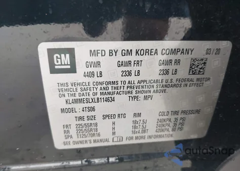 2020 Buick Encore Gx Awd Select from USA, damaged, VIN KL4MMESLXLB114634